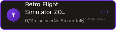 Retro Flight Simulator 2026 — Sifter score