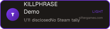 KILLPHRASE Demo — Sifter score
