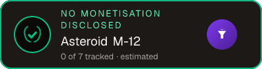 Asteroid M-12 — no monetisation disclosed