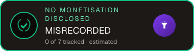 MISRECORDED — no monetisation disclosed