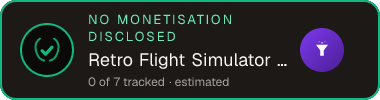 Retro Flight Simulator 2026 — no monetisation disclosed